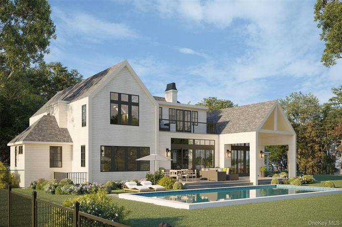 Rear view of property with an outdoor hangout area, a shingled roof, a chimney, and a patio area