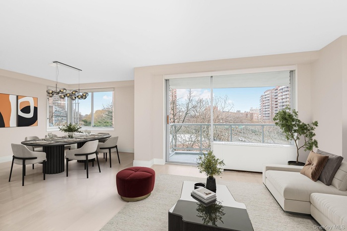 Virtually staged living/dining area