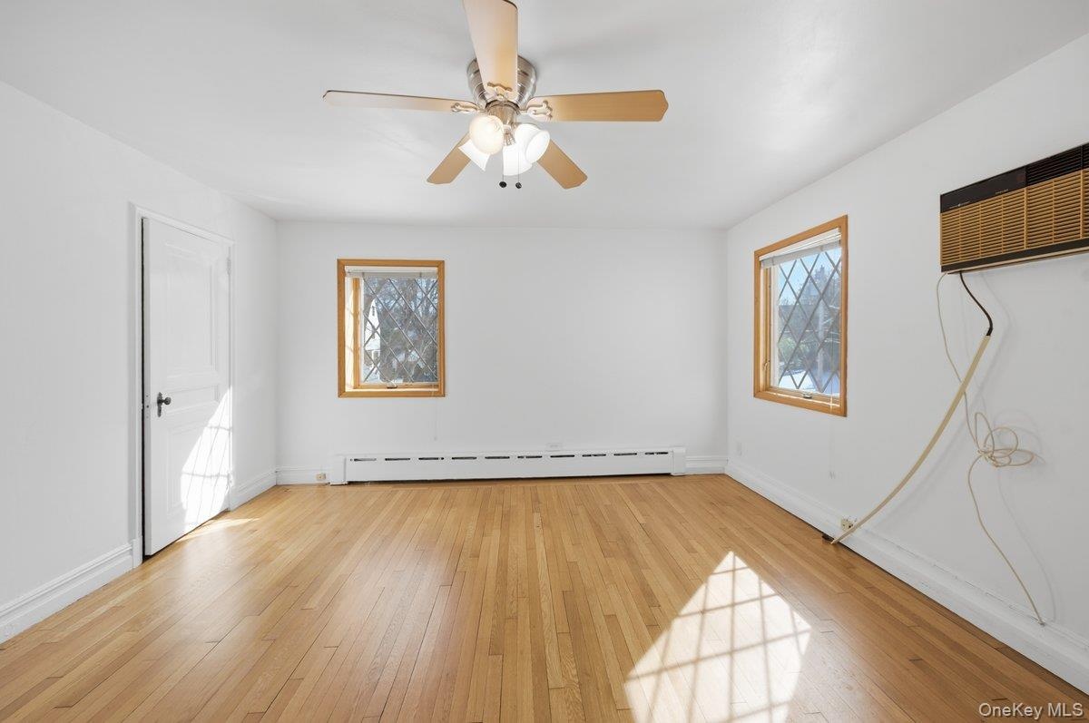 Freshly painted, refinished original hardwood oak flooring, traditional closet preserving vintage character