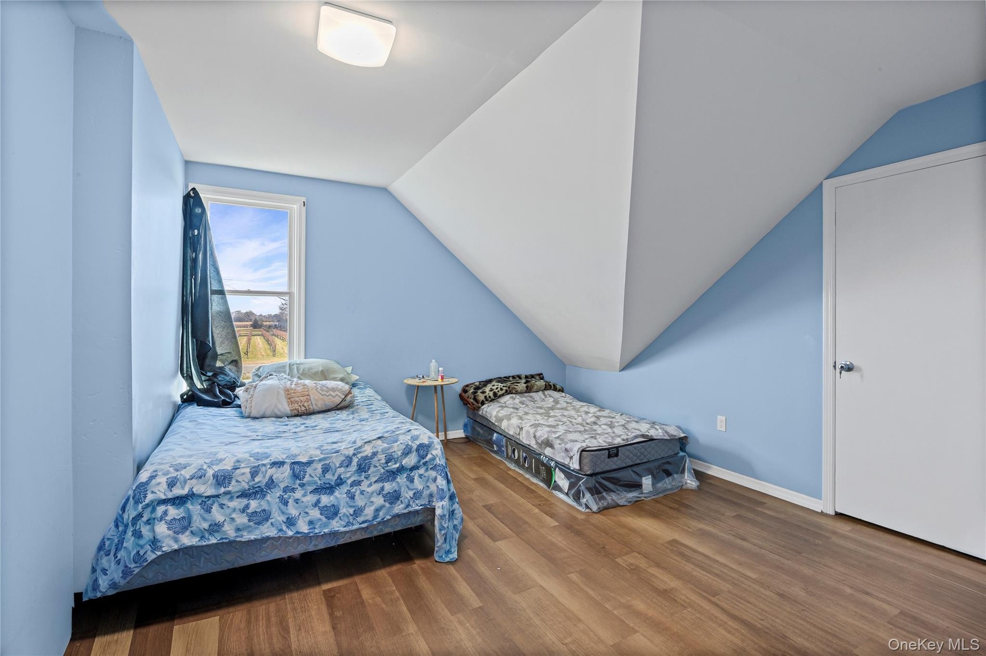 Bedroom featuring vaulted ceiling