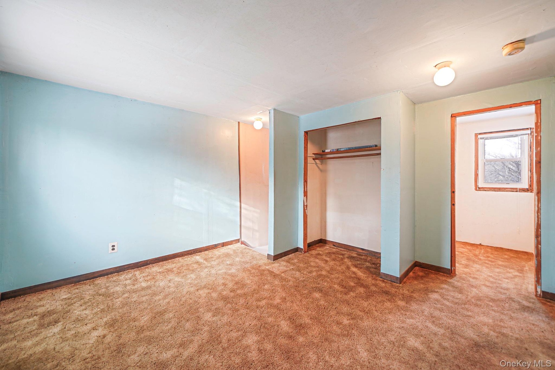 Unfurnished bedroom with a closet and carpet flooring