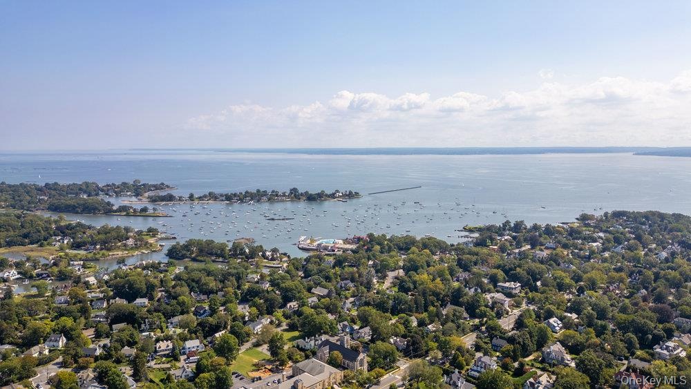 Aerial view of a large body of water