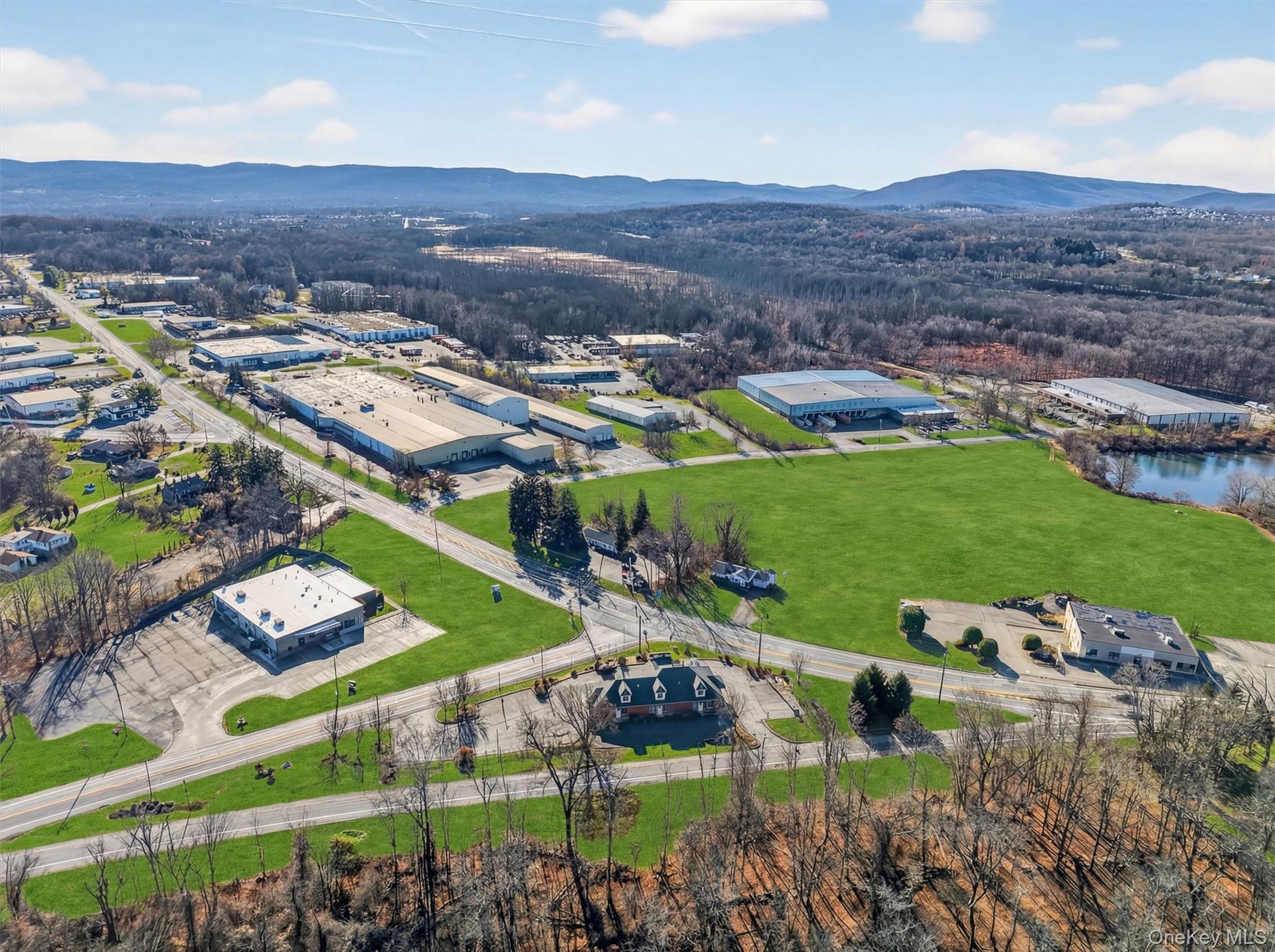 Drone / aerial view of a mountainous background