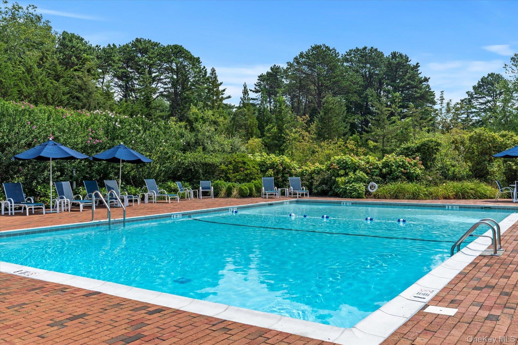 Community pool with a patio area