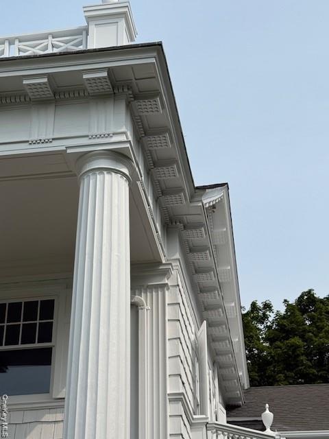 Colonial Revival Style with Classical Greek and Roman Elements - Columns, Fluting, Cornice, Dentils, Trim