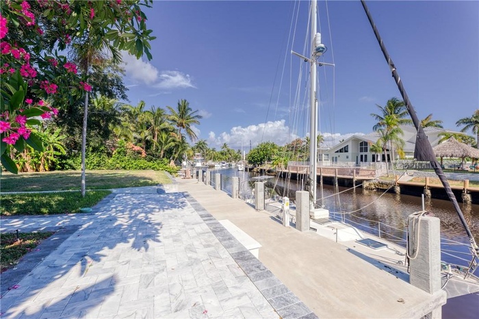Gorgeous mature flowering trees with waterviews