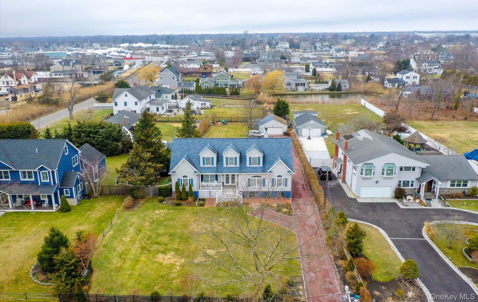 Aerial perspective of suburban area