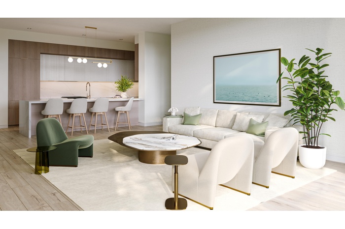 LIGHT BRIGHT, OPEN & AIRY KITCHEN & LIVING FEATURING 10FT CEILINGS, BEAUTIFUL 36X36 TILE OR WOOD PLANK FLOORING