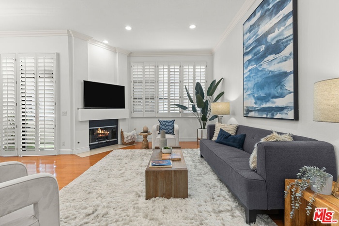 Fire in fireplace is decorativ