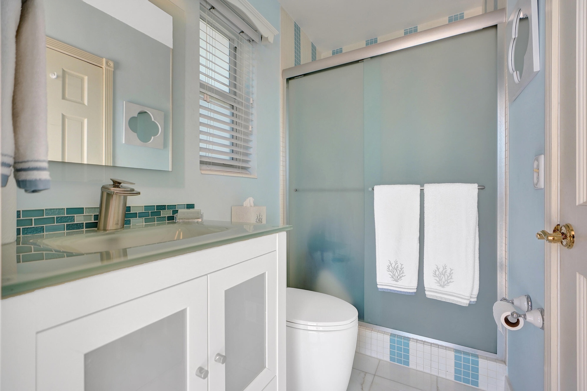 4th Full bath serves as the Cabana bath off the pool as well as inside access for overflow guests
