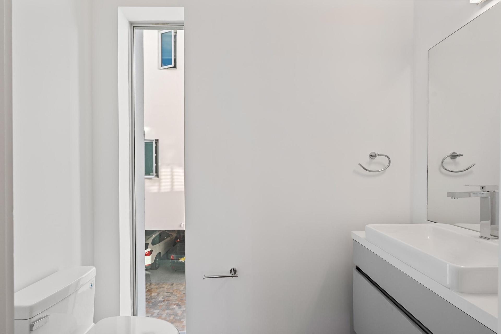 Half bath on the main living floor ideal for guests and ease.