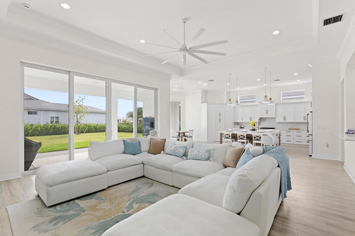 Stunning open floor plan, is perfect for entertaining or simply being together.