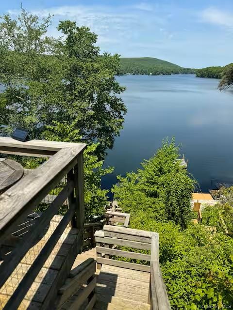 Stairs from the deck to the lake