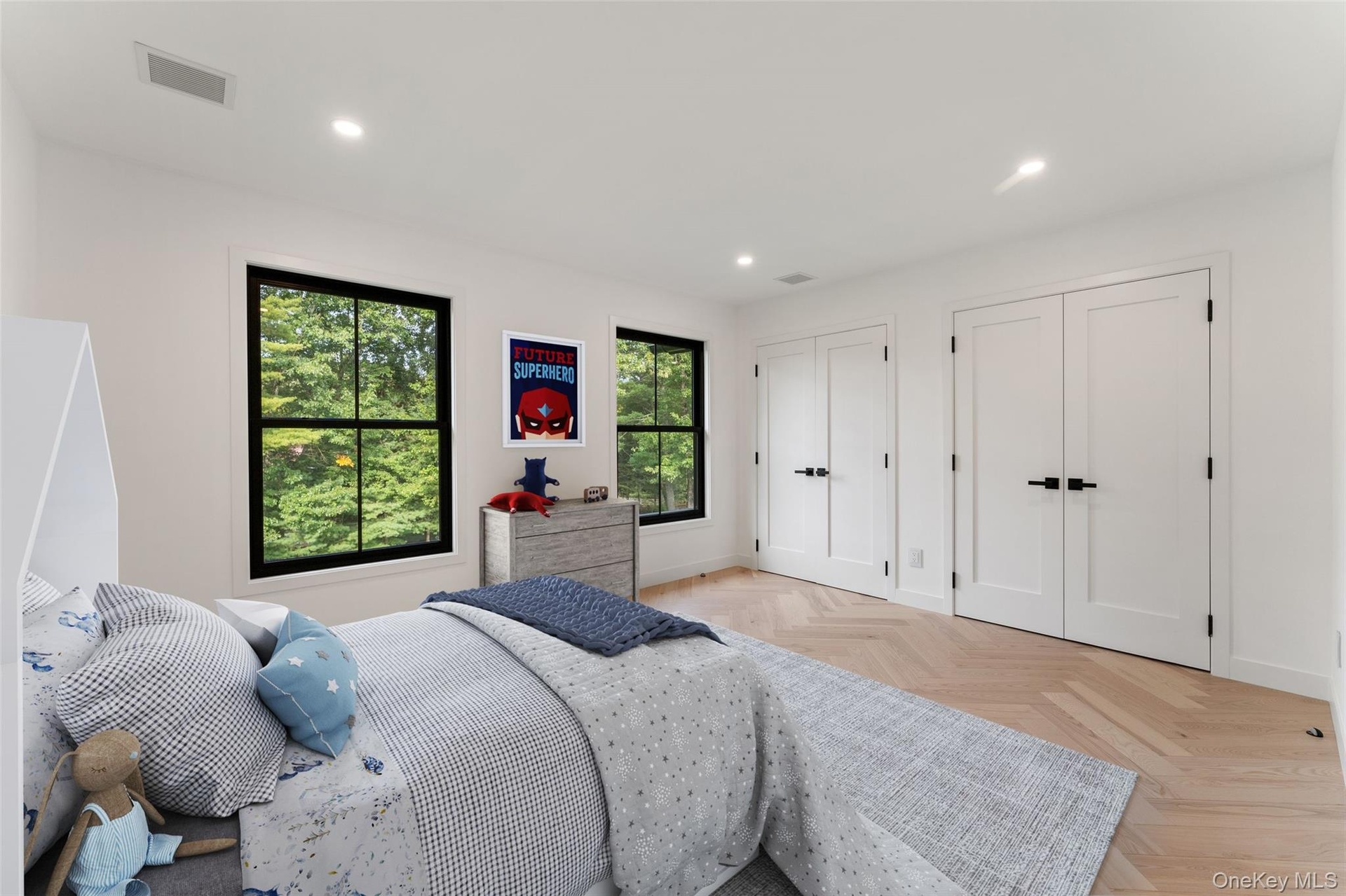 4th Bedroom with multiple closets and recessed lighting