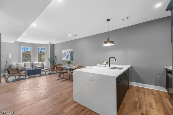 kitchen and living