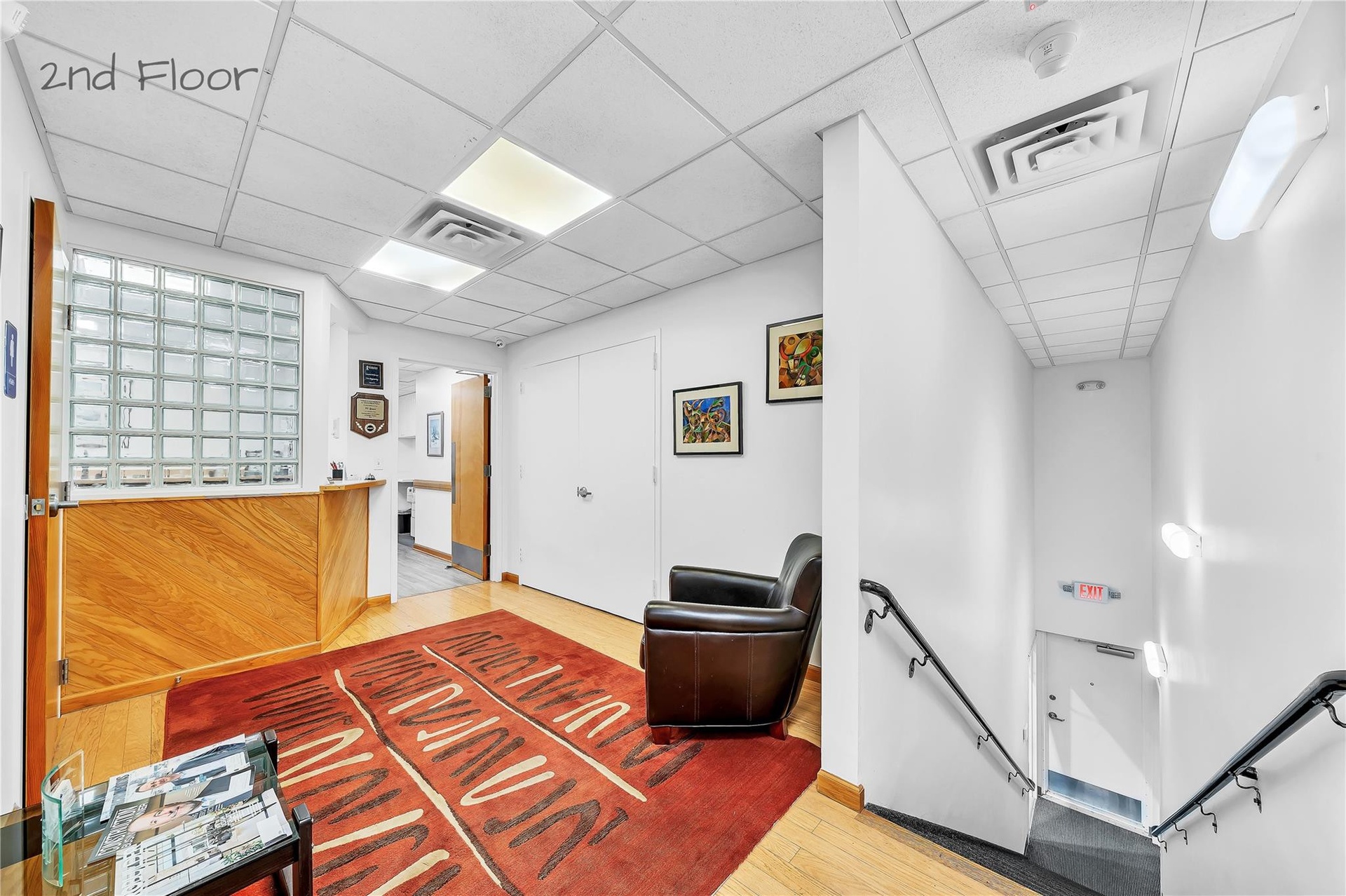 View of Lobby, Reception, Hallway, & Stairs (looking northwest)