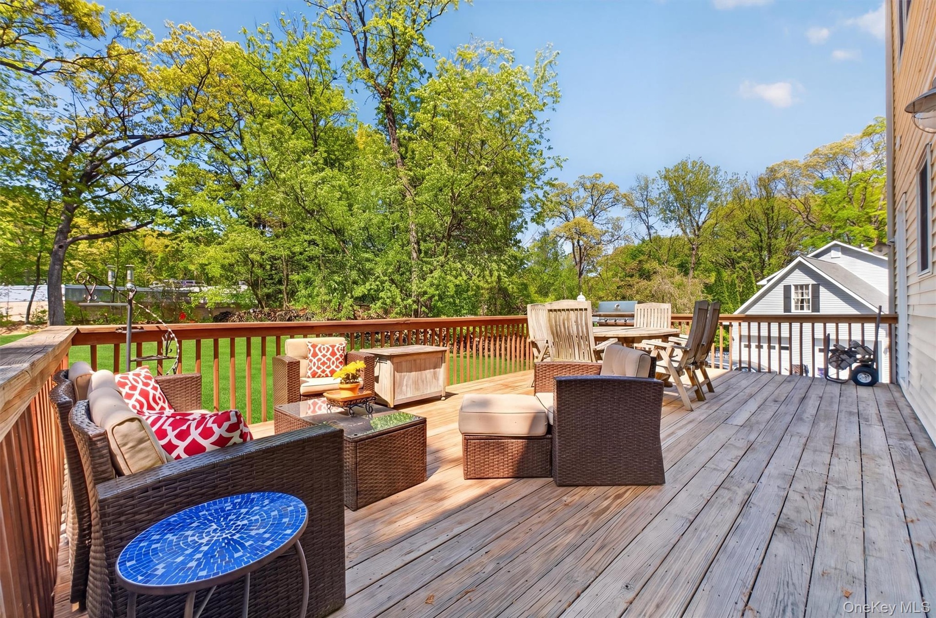 Enjoy morning coffee on the spacious deck.