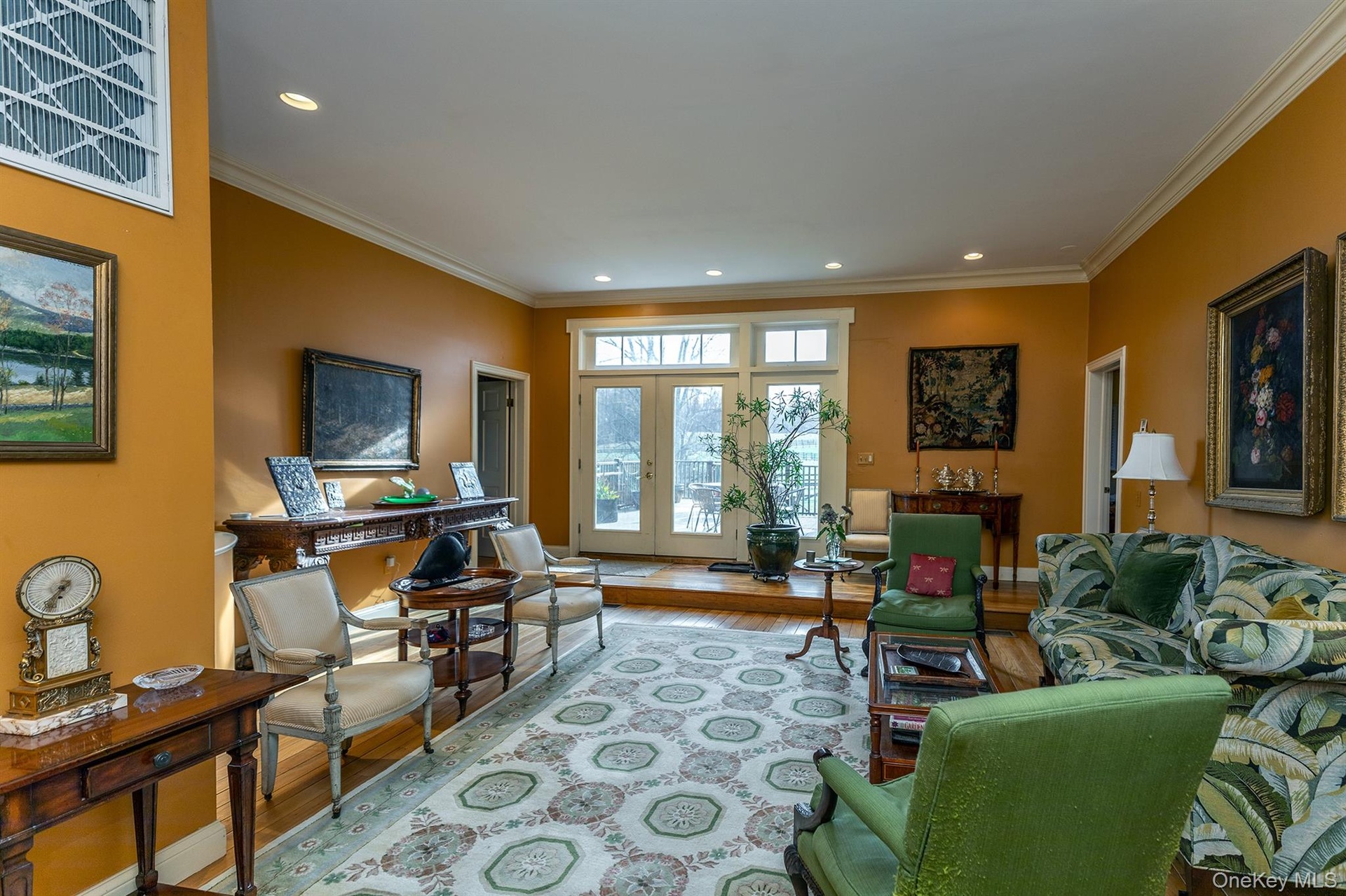 Living room with french doors