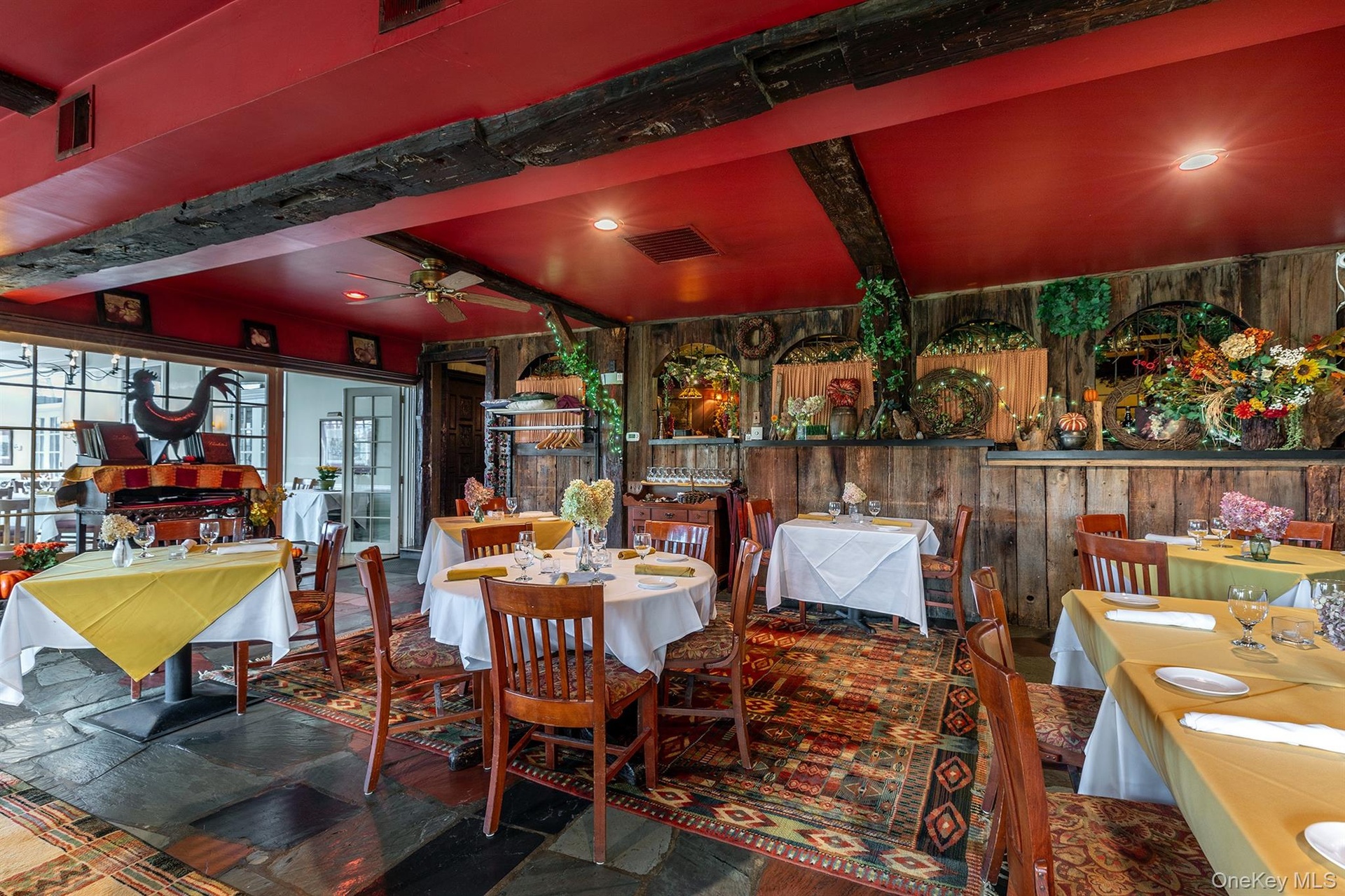 Dining room with fireplace