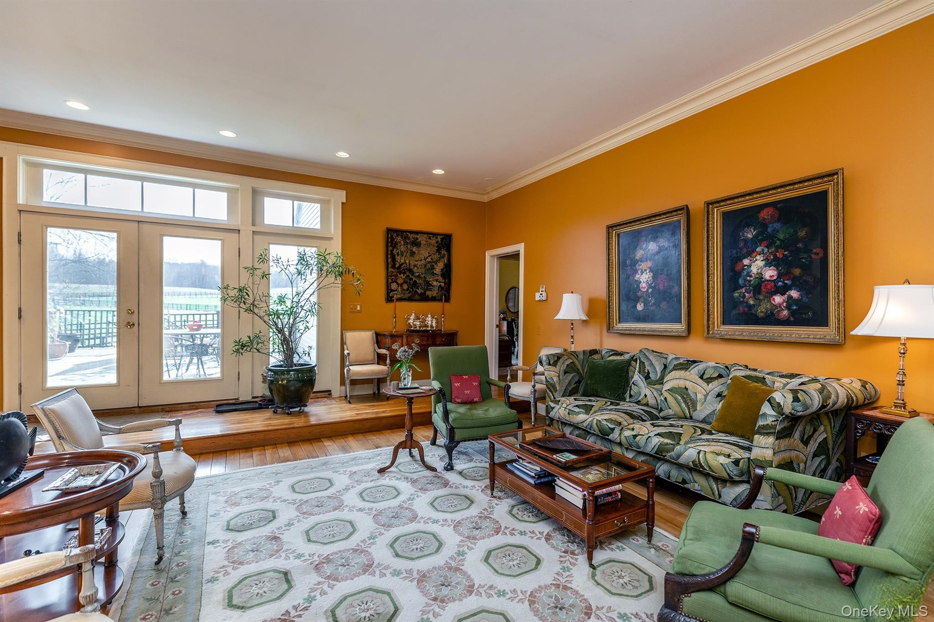 Living room with french doors