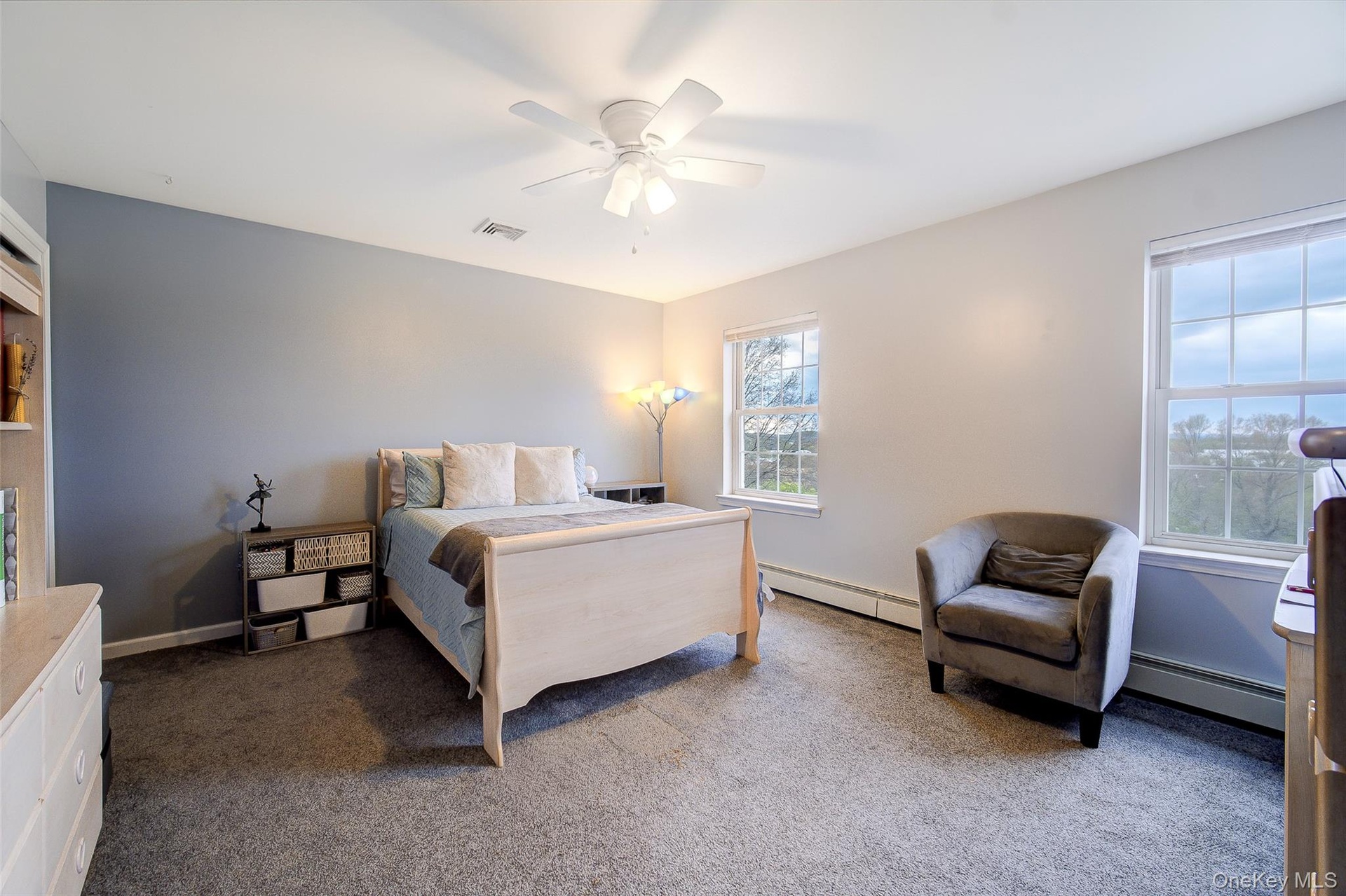 Ceiling fan,. natural light and large closet