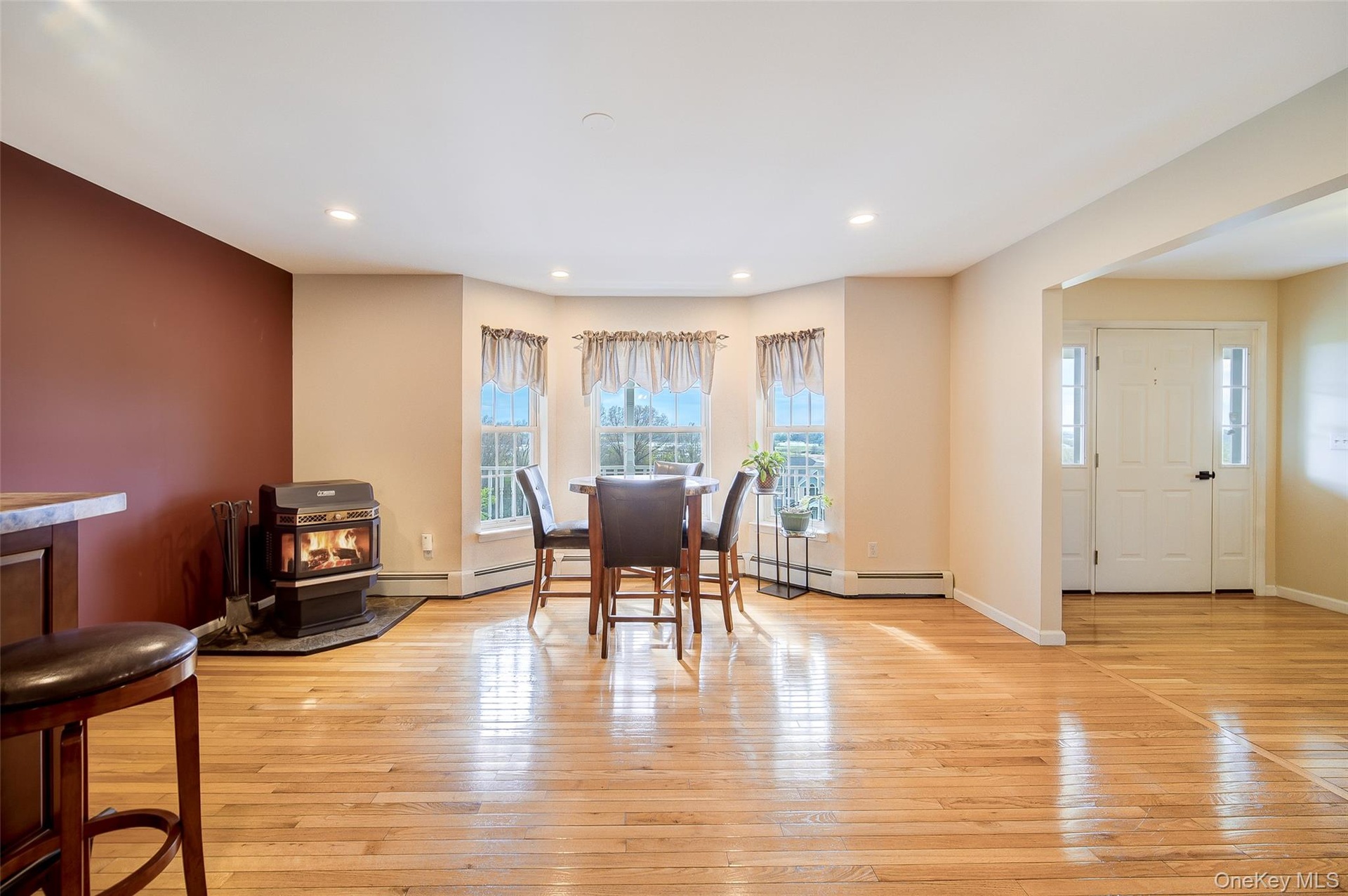 Abundant natural light and pellet stove