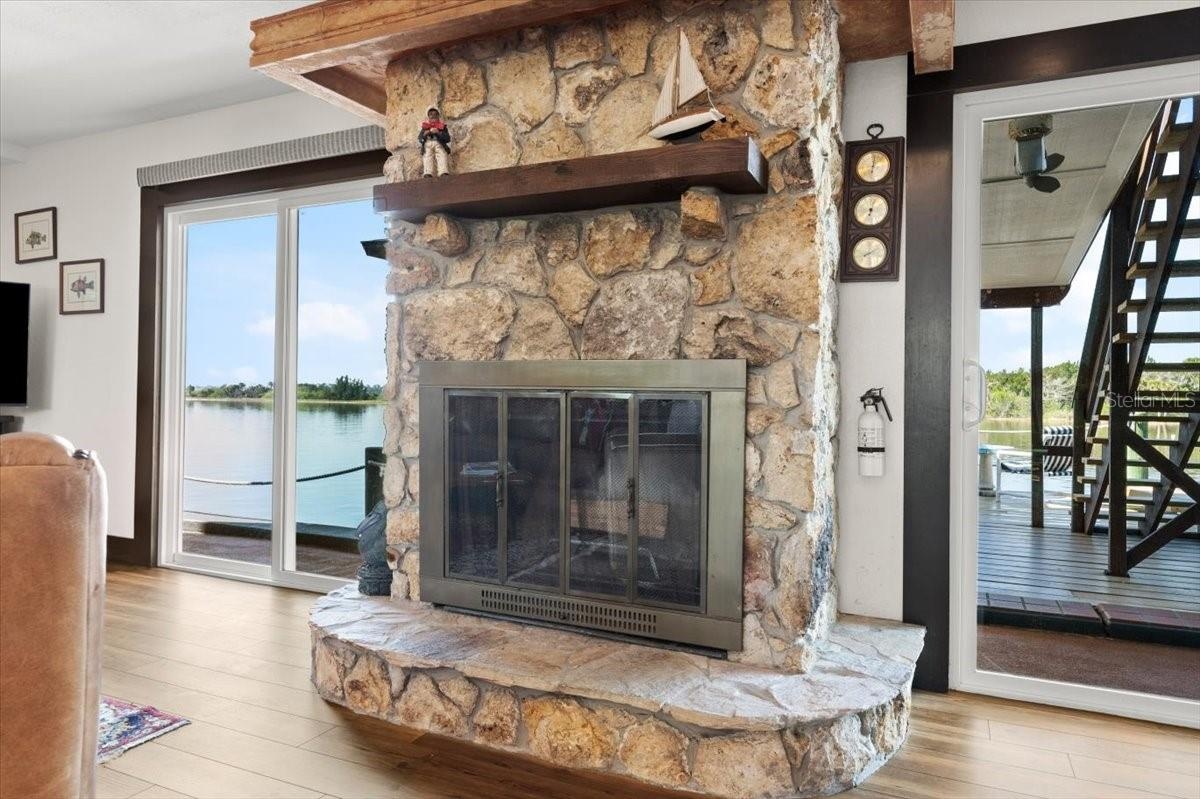 Stone fireplace