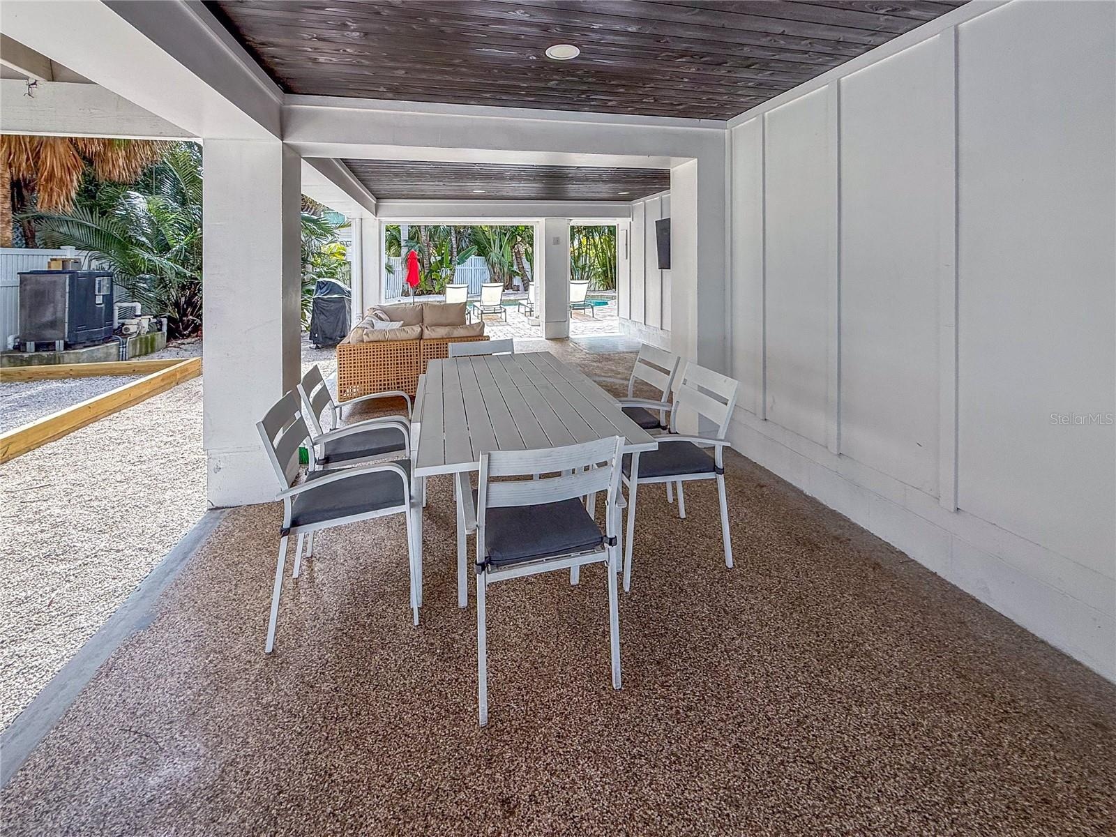 Covered outdoor dining area