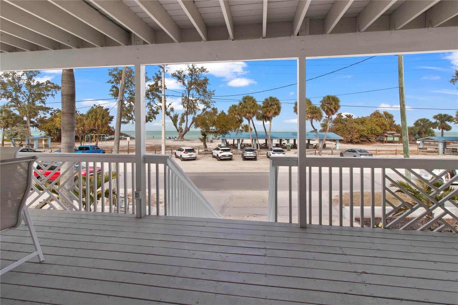 1st Floor Front Porch with view of Bay Park