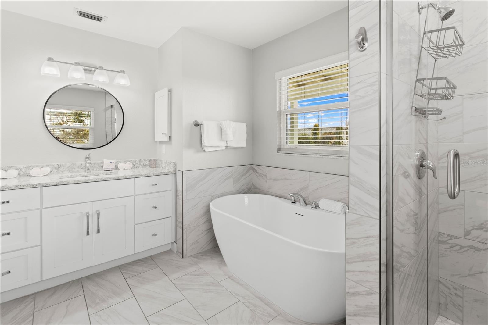 Primary bathroom with large soaking tub