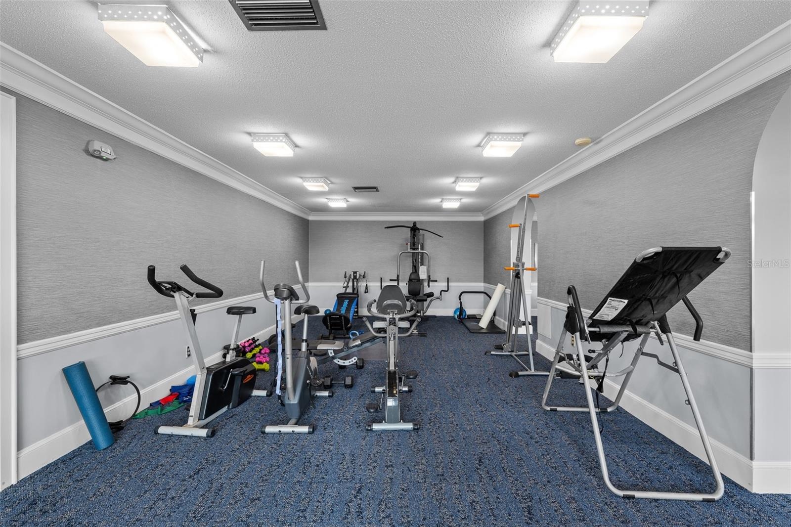 Bridgeton's community fitness room with cardio and strength equipment.