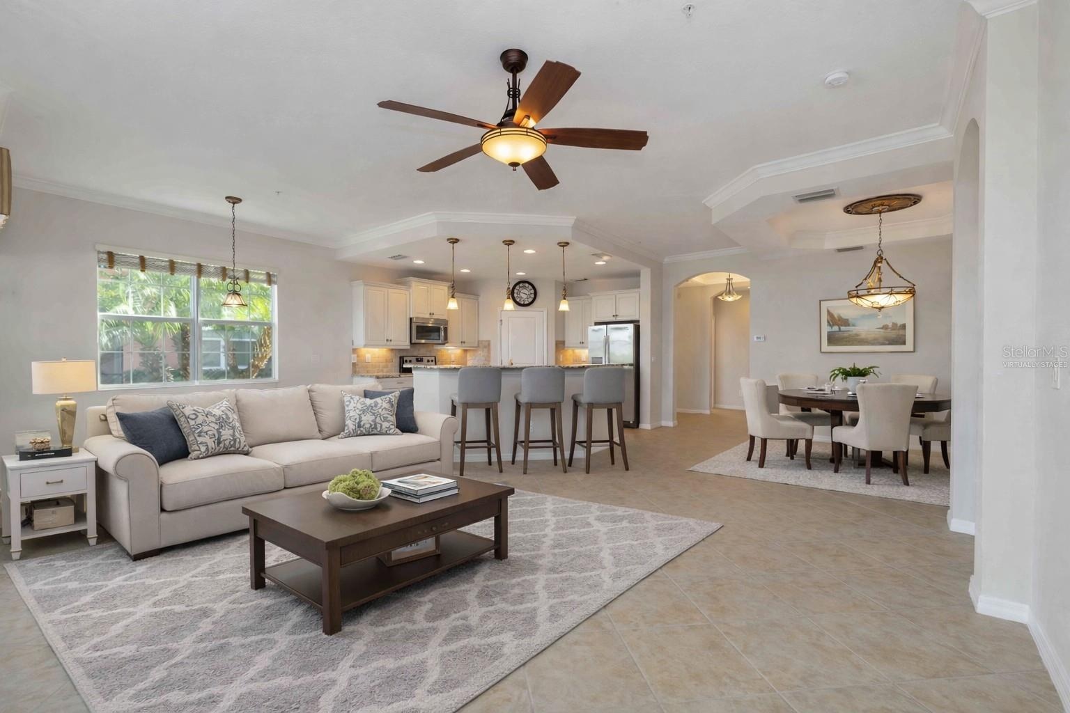 Great room, Virtually staged