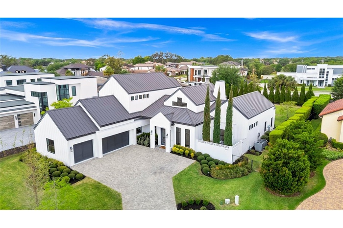 Modern farmhouse design with a commanding presence.