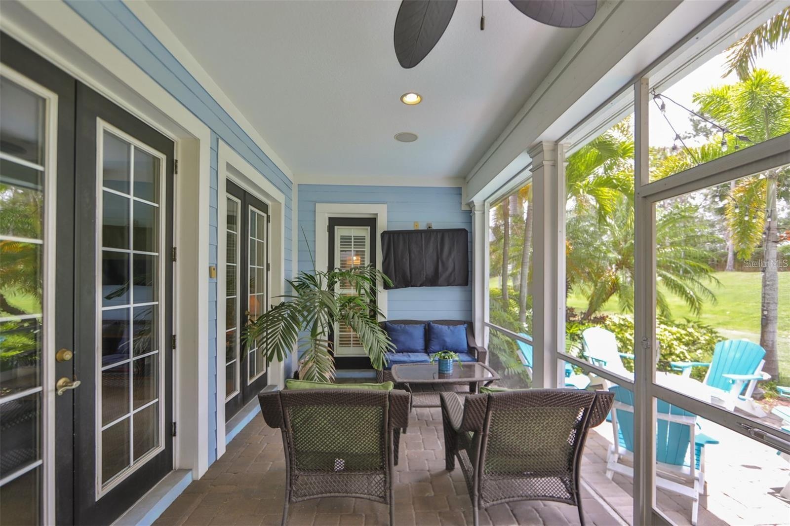 Screened lanai for indoor /outdoor living.