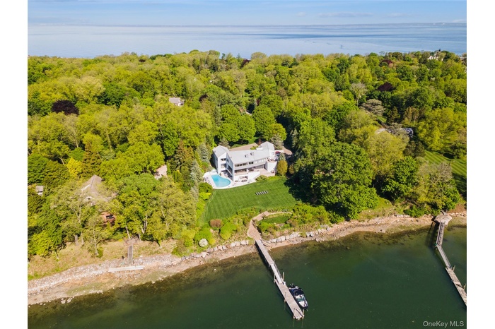 Aerial View of Home & Private Deep Water Dock