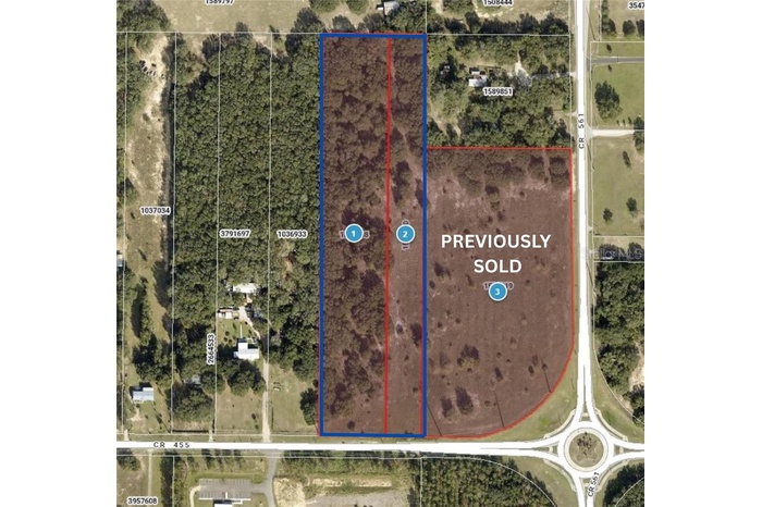 Arial view of lots 1 and 2.
