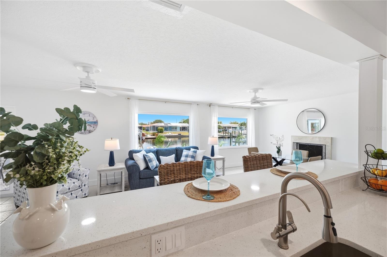 snack bar off kitchen for casual dining