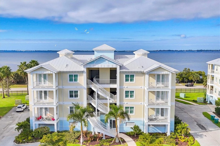 Building with Palma Sola Bay in background