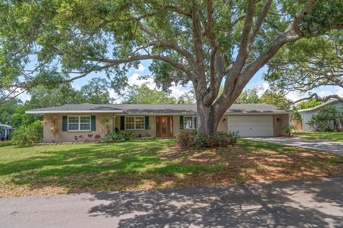 Nestled under a majestic oak, this home sits high and dry in a non-flood zone area!