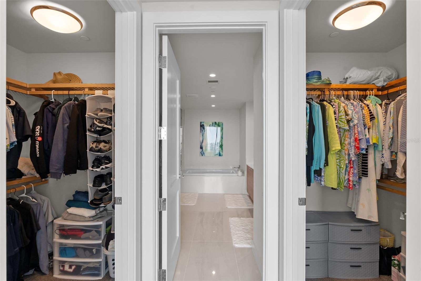 Double walk-in closets