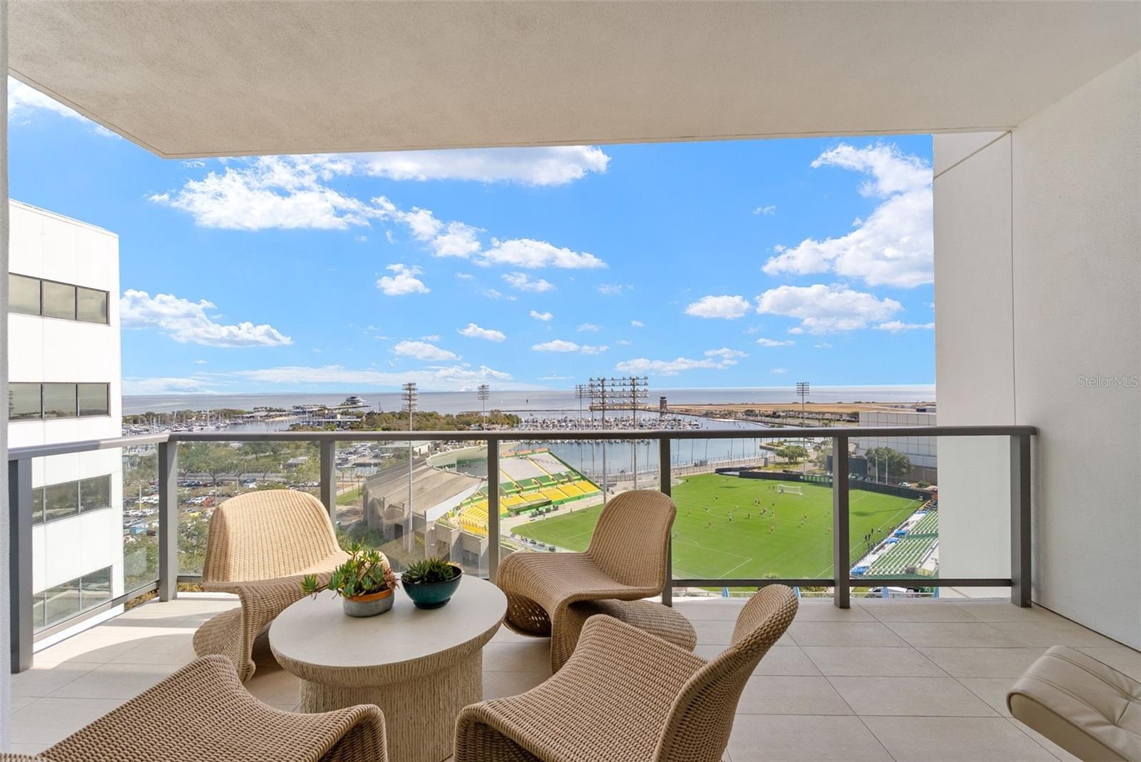 Stunning views - airport, pier, marinas, and the Rowdies live!