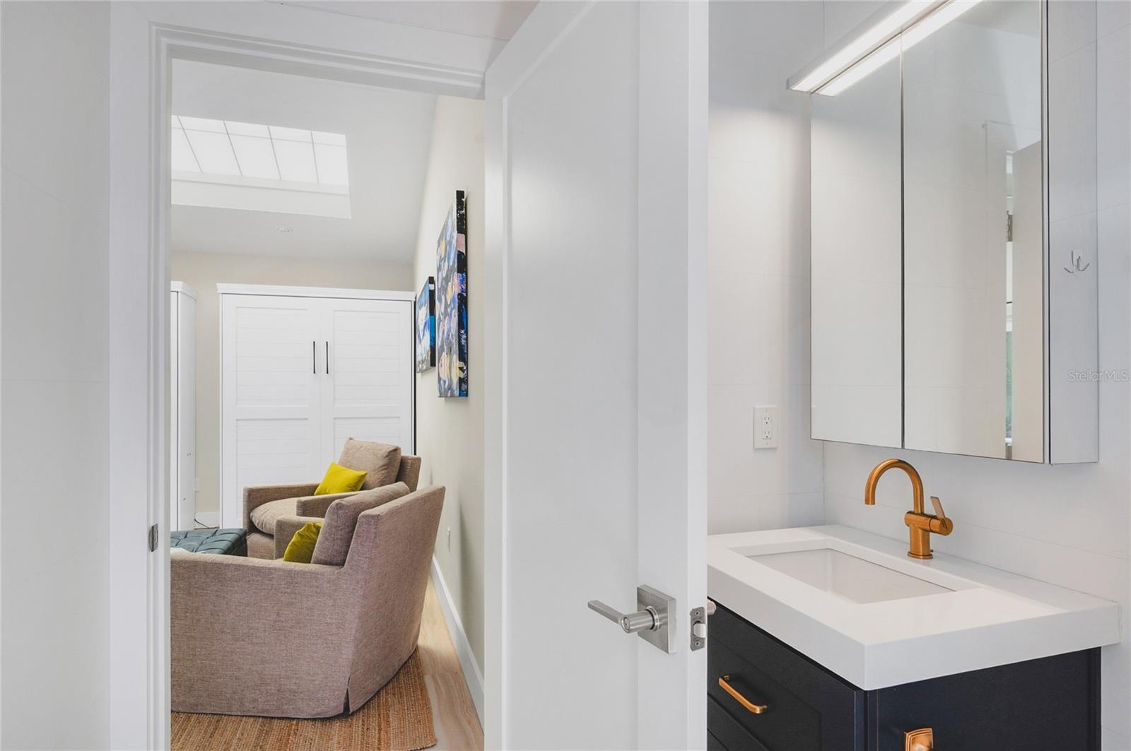 The Casita half bath is just off the main room