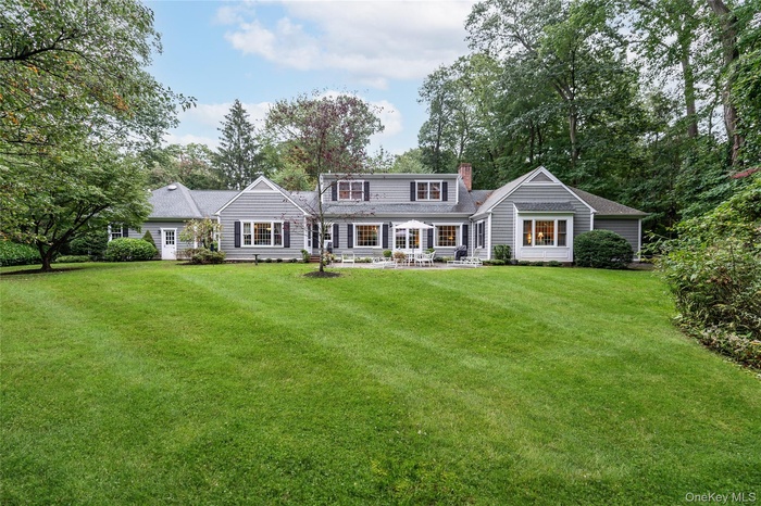 Fabulous backyard showing the back of the house and patio.