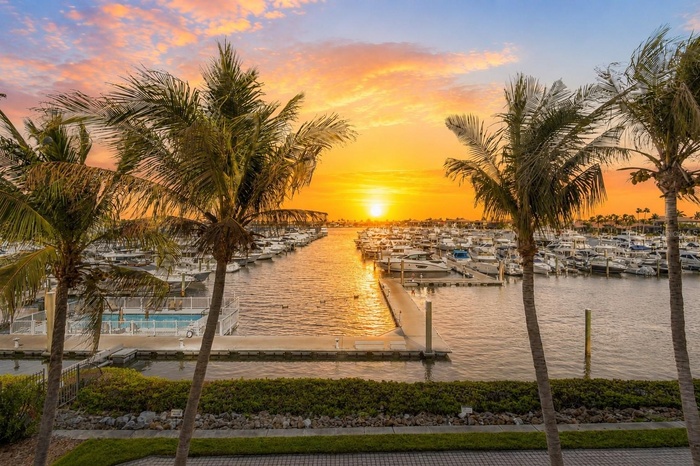 Gorgeous sunrise from your marina view balcony