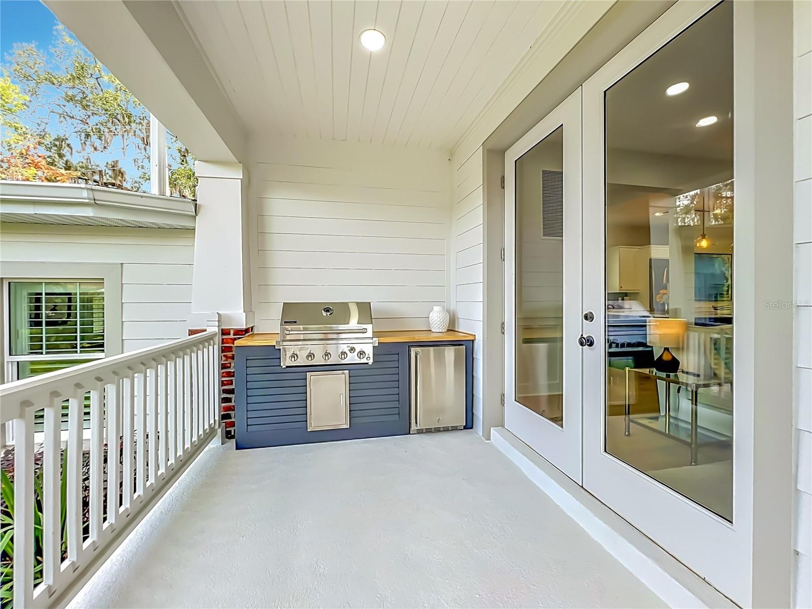 Summer kitchen with new grill and drinks fridge