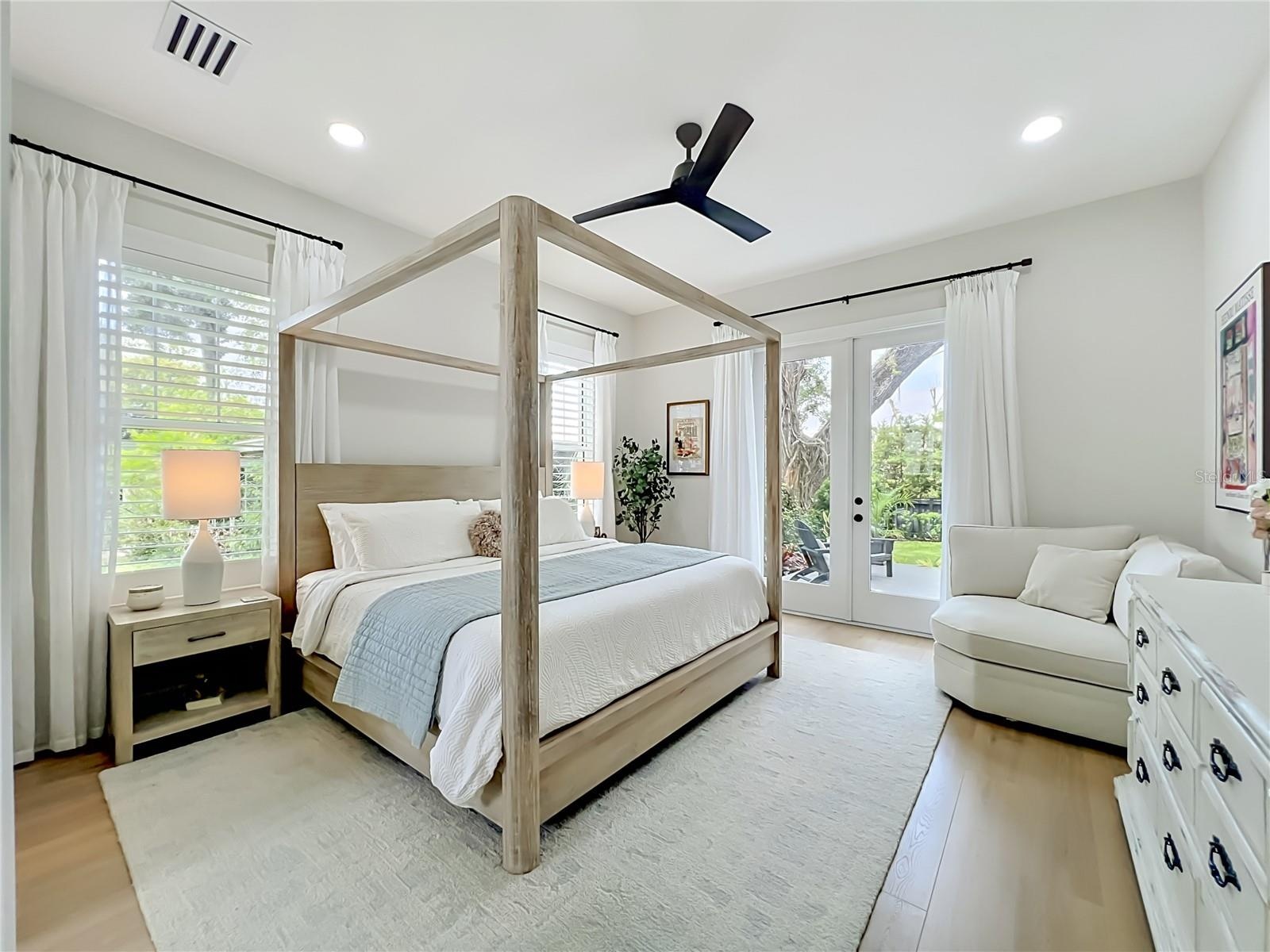 Primary Bed with French Doors onto deck