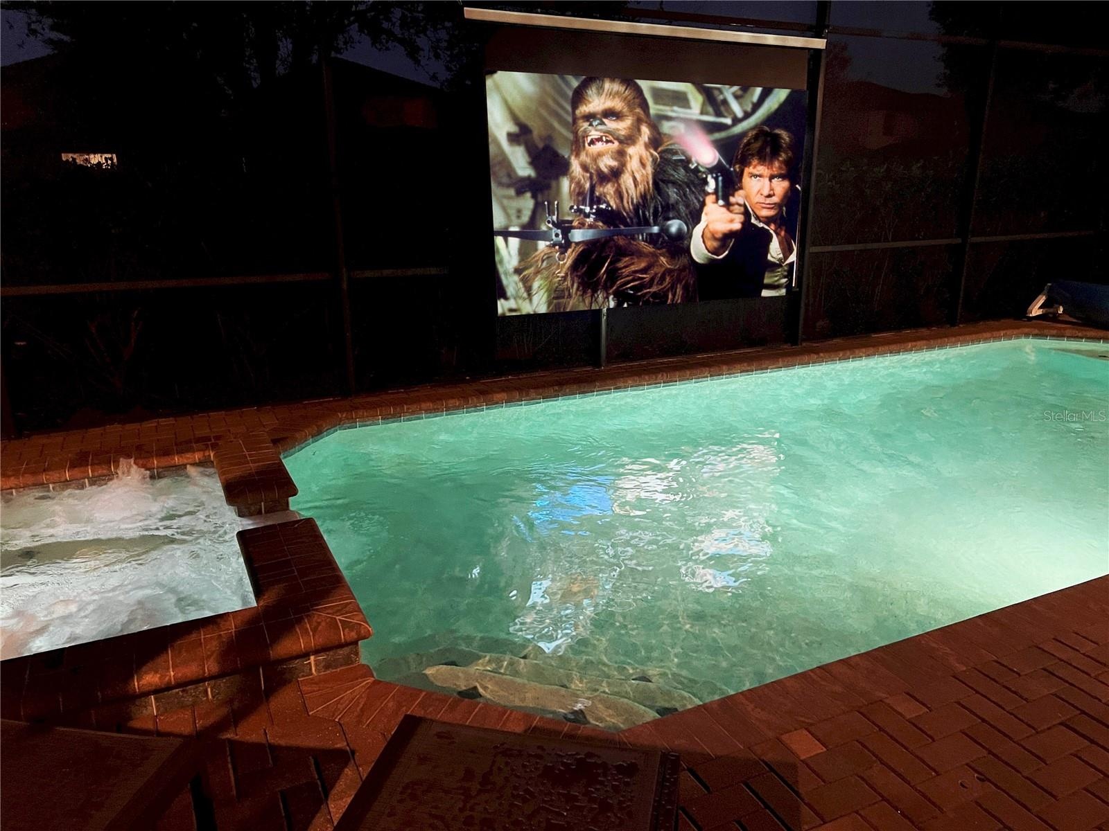 Watch TV And Movies On The Poolside Theater