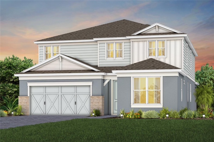 Exterior Design. Artistic rendering for this new construction home. Pictures are for illustrative purposes only. Elevations, colors and options may va