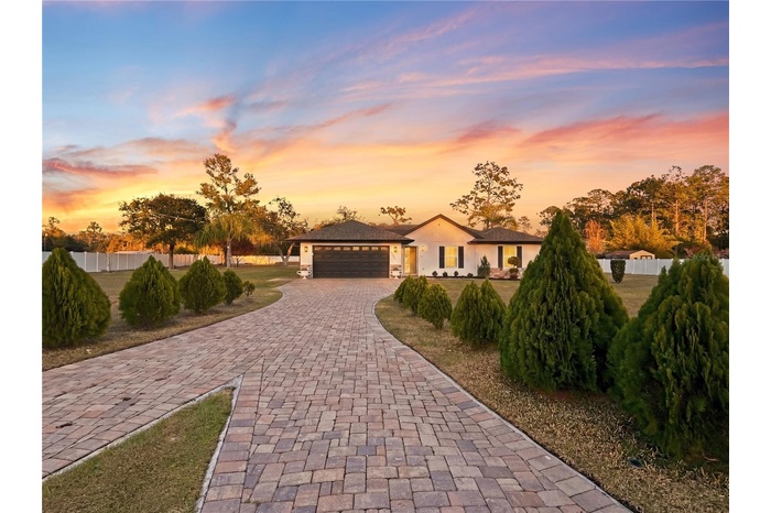 Driveway at sunset