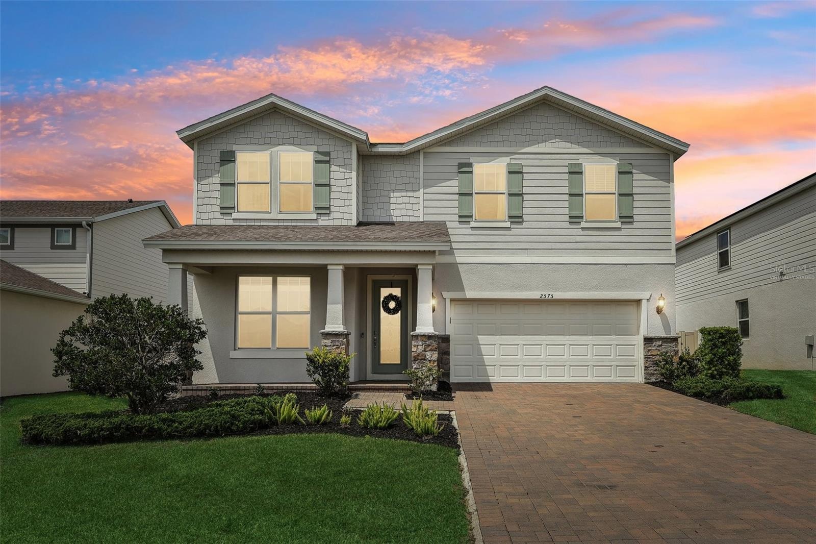 Virtually Staged  grass & twilight -Front View